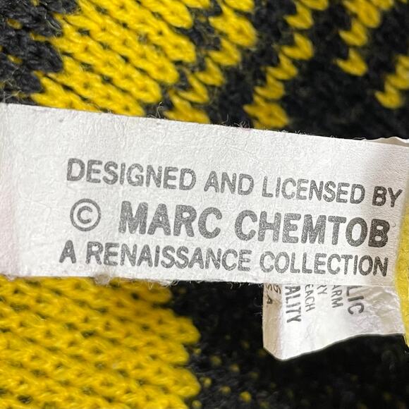 Marc Chemtob Renaissance Collection Griffin Sweater Yellow Black Acrylic USA‎ 4 - Picture 7 of 13